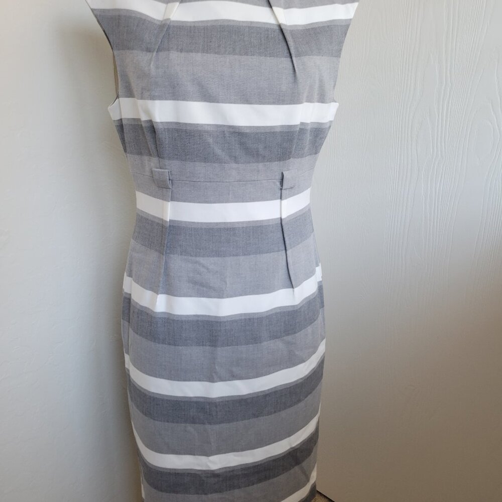 Calvin Klein Sheath Dress, 8, Grey & White